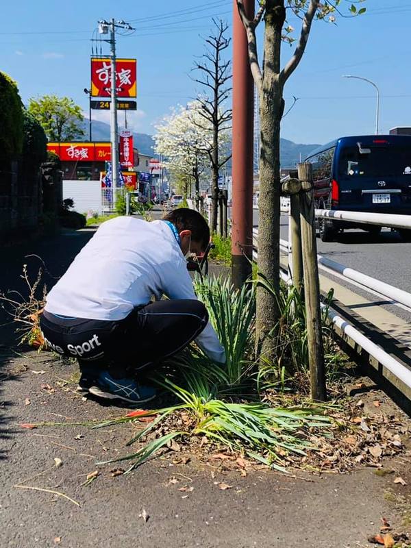 街路樹のハナミズキが綺麗に咲く中 またまた美化活動 自宅付近の大通り 武井正広 タケイマサヒロ 選挙ドットコム
