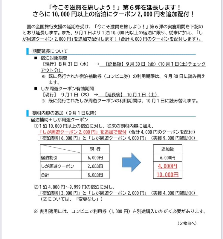 今こそ滋賀を旅しよう！第4弾 周遊クーポン 限定券 1万2千円分 1/1迄 ...